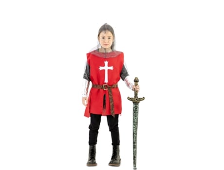 Fato Unisexo EUROCARNAVALES Manto De Guerreiro Medieval Vermelho Para Crianças (3 - 4 anos)