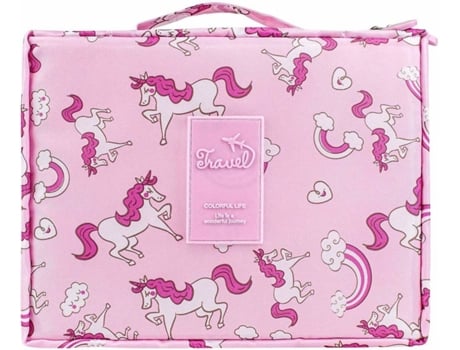 Mala de Maquilhagem ESTORE Unicorns Rosa (21x8x17 cm)