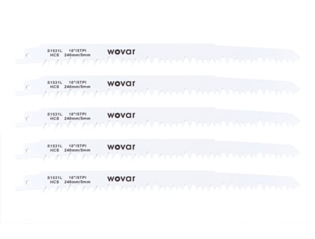 Lâminas de Serra Recíproca S1531L Coarse para Madeira 240 Mm Caixa de 100 Peças WOVAR