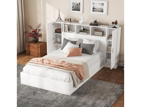 Cama com Cabeceira UYTIE HOME MDF Branco (120x140X200CM)