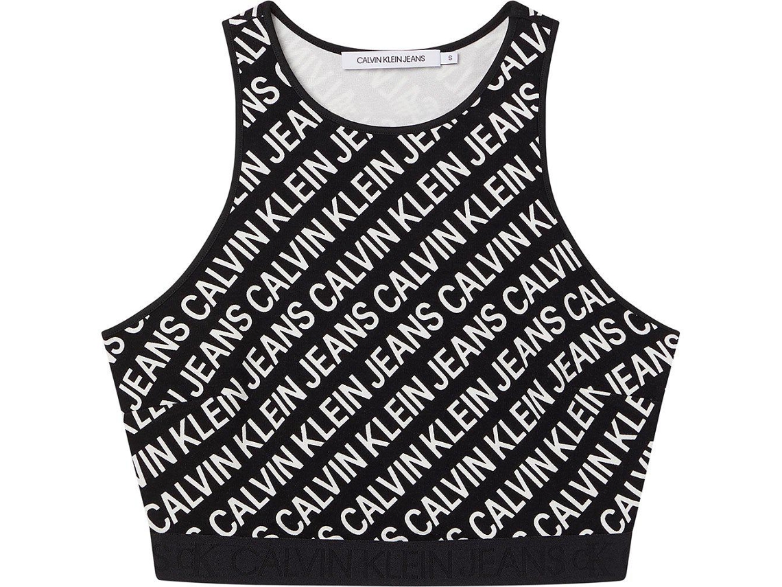 CALVIN KLEIN Logo All Over Print T-Shirt Black Logo