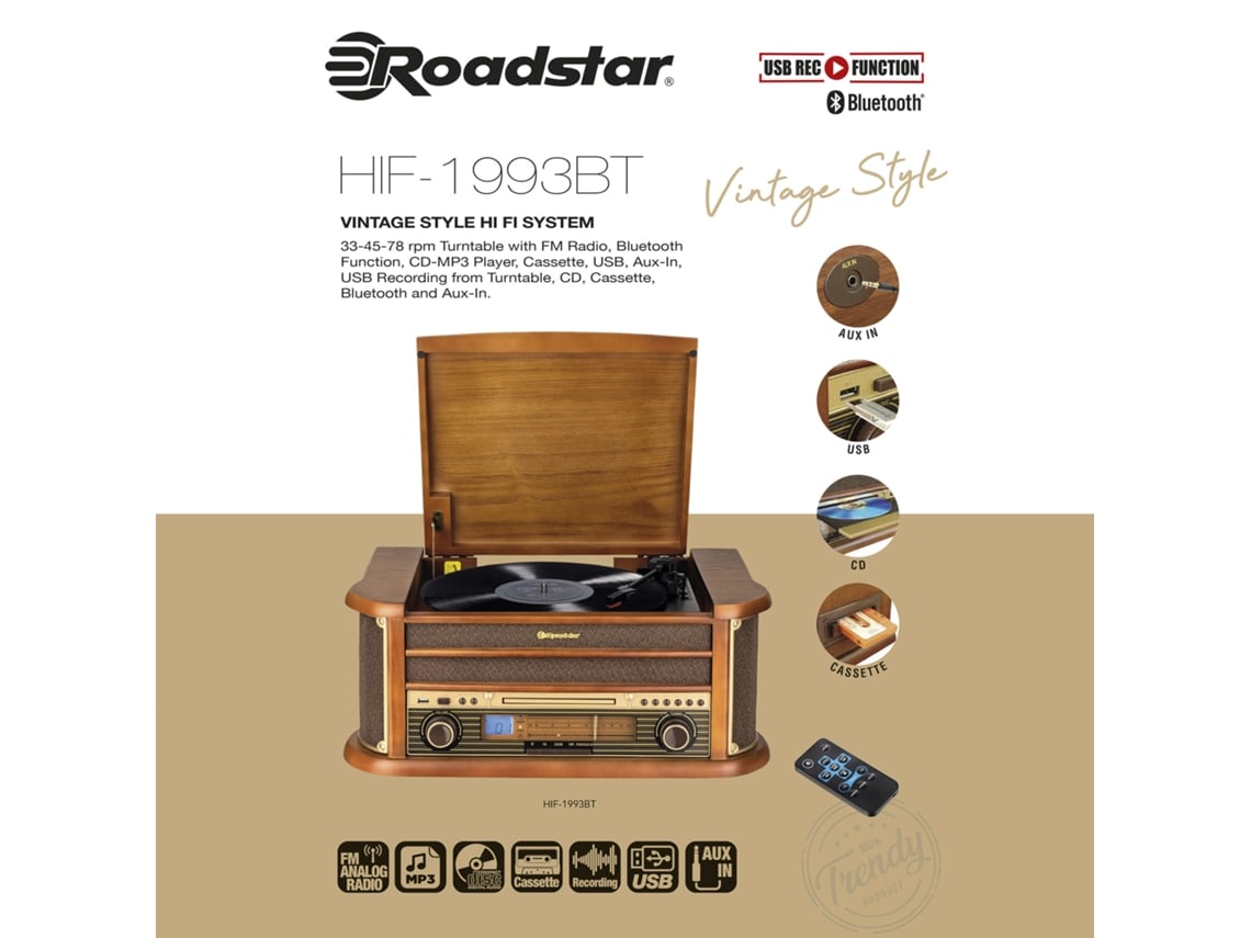 Roadstar Hif-1993Bt Tocadiscos / Cd / Cassette / Usb / Bluetooth