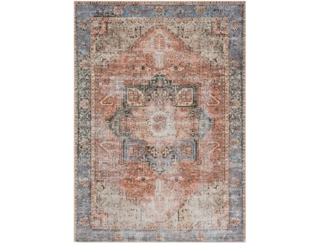 Tapete - Sala e Quarto - Lavável na Máquina - Vintage Oriental - LANA - 200x274cm - Vermelho e Azul