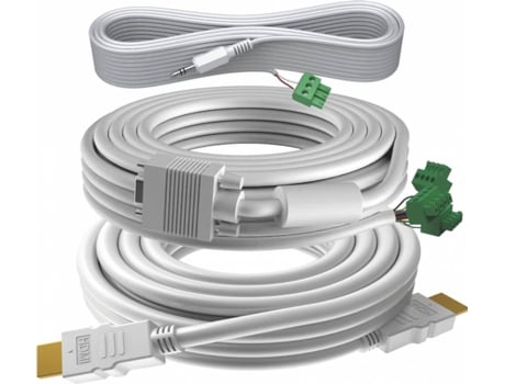 Techconnect Modular AV Faceplate - 5 M / 16 FT Professional Installation Cable Package - Cable PRE-TERMINATED to Plug Into Directly Into Rear OF Faceplate Modules - Includes 1 X VGA Cable, 1 X Minijack Cable, 1 X Hdmi Cable (4K, 28 Awg) - Whit