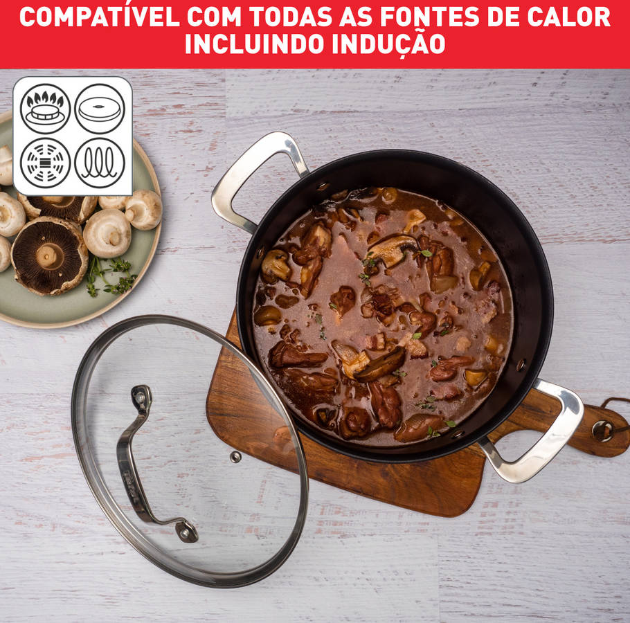 TACHO TEFAL UNLIMITED PREMIUM INDUÇÃO 24CM - G2564602 - TEFAL - Panelas  Tachos Cataplanas 