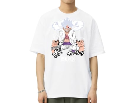 T-Shirt de Homem VREEL Luffy Una Pieza Algodão Branco (L)