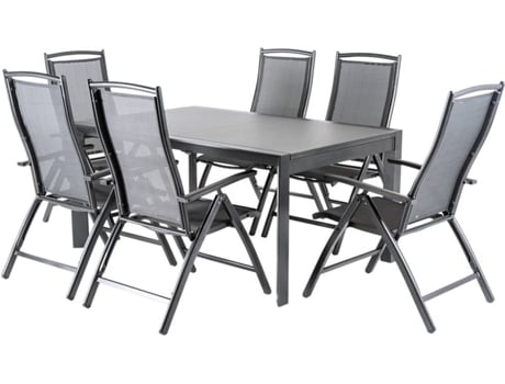 Conjunto de Mesa Extensível EDENJARDIN (Preto - Alumínio - 76x160x208cm)