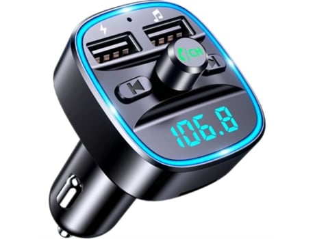 Transmissor FM Bluetooth 5.0 no carro, carregador de carro com porta USB dupla