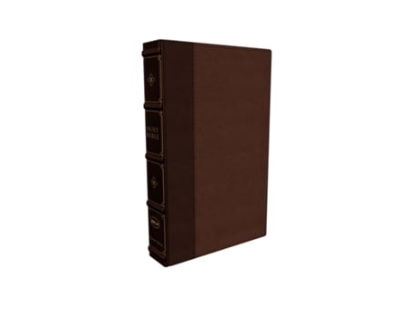 Livro nkjv, large print verse-by-verse reference bible, maclaren series, leathersoft, brown, comfort print de thomas nelson (inglês)