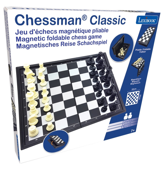 Jogo de Xadrez LEXIBOOK Chessman® Classic Magnético e Dobrável  Preto/Argento Cgm320 (Idade Mínima Recomendada: 3 anos)