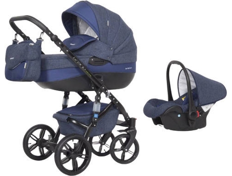 Carrinho de Bebé Individual  Brano Natural + Carlo Isofix Ready Denim