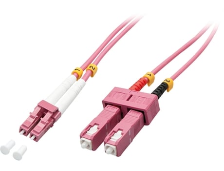 Cabo Fibra Ótica LINDY (LC - SC - 10 m - Rosa)