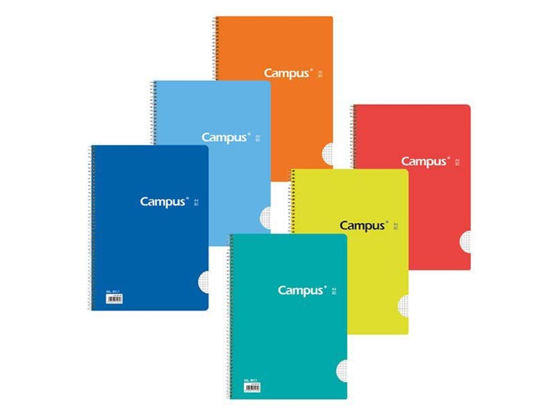 CAMPUS Bloc Spiral Notebook Capa Básica A5 Grade 4Mm | Worten.pt