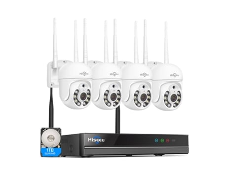 Kit Cctv HISEEU Wifi 4 Câmaras Rotativas Videovigilância 8Ch 3Mp