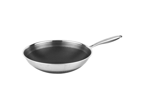 CHEFFINGER Wok Inox Premium com Interior Antiaderente em Colmeia 32 Cm Prateado