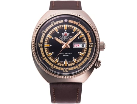 ORIENT Marrón Couro Real Sport Automatic Ra-Aa0E06B19B Relógio de Homem