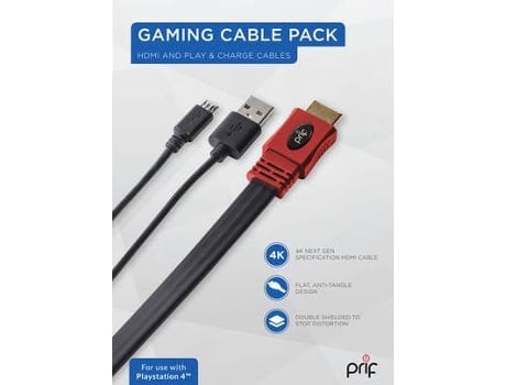 Cabo Prif Pack Gaming HDMI + Cabo de Carga PS4