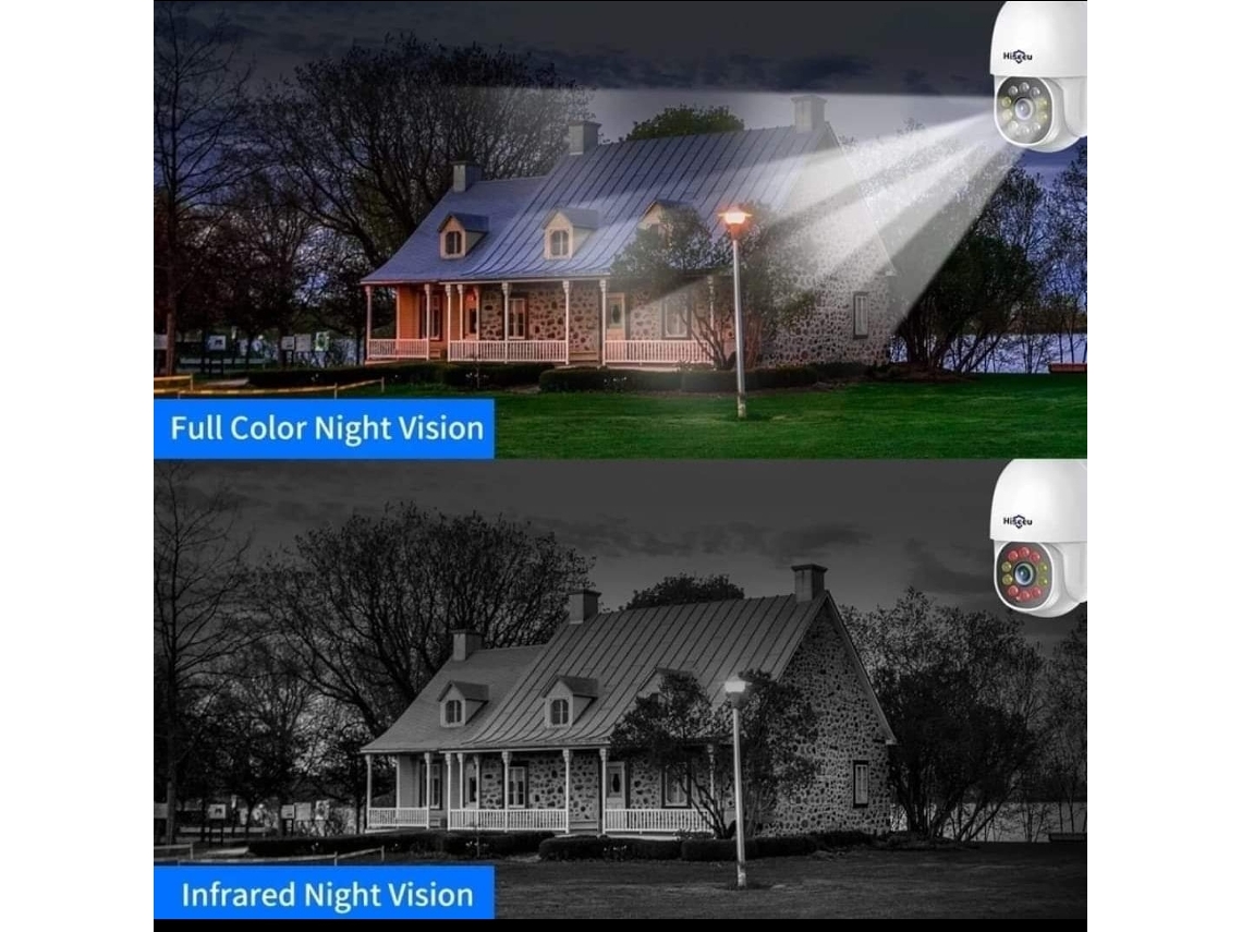 Câmara Vigilância Hiseeu com 2 Antenas Wi-Fi Full-Hd Prova de Chuva com  Visão Noturna