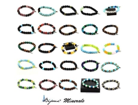 Pulseira Catalã de Contas de Madeira + Ágata Amarela + Ágata Vermelha de 8 mm A BIJOUX