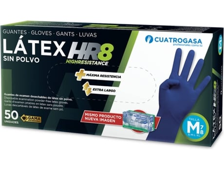 Luvas de Látex HR 8 Sem Pó CUATROGASA (Tam: M)