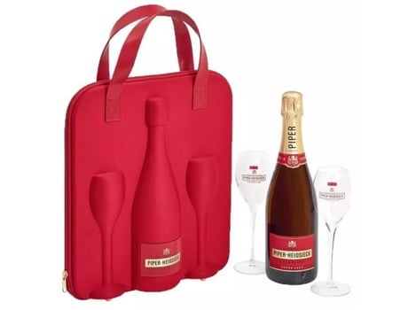 Champagne Piper-Heidsieck - Cuvée Brut - Conjunto de presente para flauta de viagem 1 garrafa 2 flautas