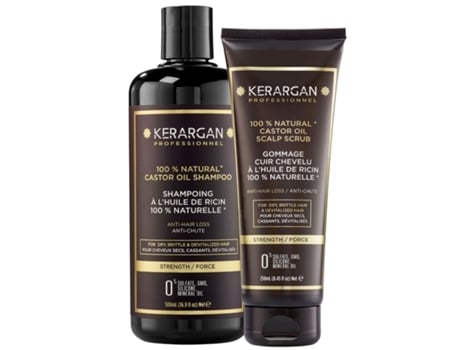 KERARGAN Duo Anti-Queda Shampoo e Esfoliante Óleo de Rícino 500Ml 250Ml