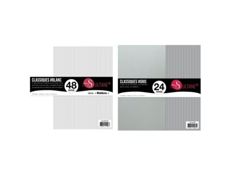 72 Papéis de Scrapbook Branco + Cinza 300G/M² Sultane