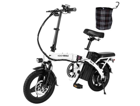 Bicicleta Elétrica HONEYWHALE S6-S 14-Inch 250W 48V 10.4Ah Bateria 35Km/H Velocidade Máxima Travão de Disco Duplo Branco