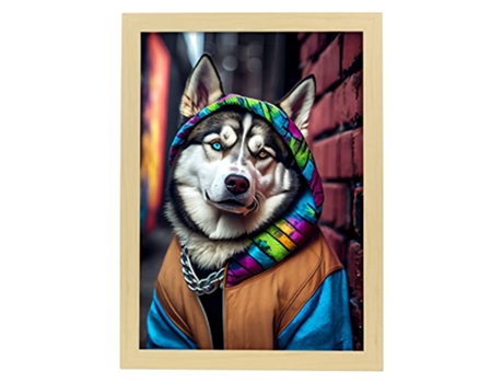 NACNIC Siberian Husky Plate Energia Colorida Em Fotografia Em Cores Ilustrações Engraçadas De Animais Com Roupas Humanas A3 Madeira De Madeira