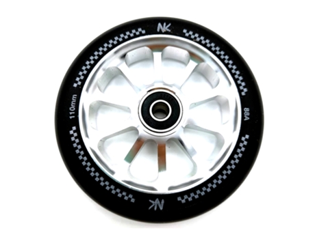 Roda Racing Nokaic 110mm para Scooter Trotinete Freestyle, borracha preta, centro de raio prateado