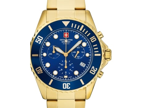 Relógio masculino em aço inoxidável dourado série 7053 Chrono Sam7053.9115 SWISS ALPINE MILITARY