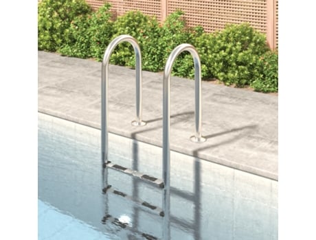 Escada para Piscina VIDAXL (54 x 38 x 158 cm - Aço Inoxidável - Prateado)