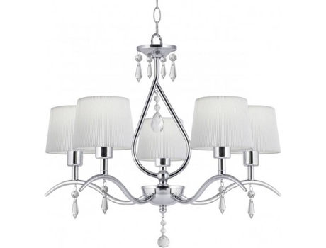 Candeeiro Suspenso  Eugenia (Prateado - E14 - 5 x 40 W - Cristal)