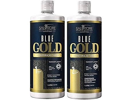 Coffret de Cabelo SALVATORE Tratamento Reestruturante de Cabelo Blue Gold System Tanino (2 x 1 L)