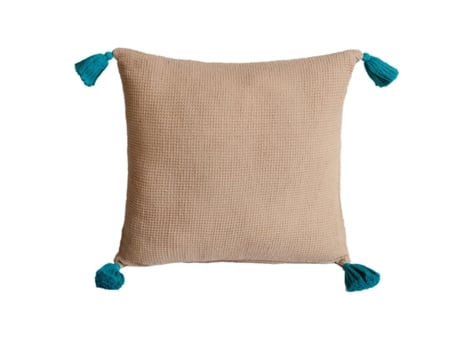 Almofada CUSHIONS, POUFS AND MORE Decorativa 45X45 Bege Artesanal com Pompons e Enchimento Incluso