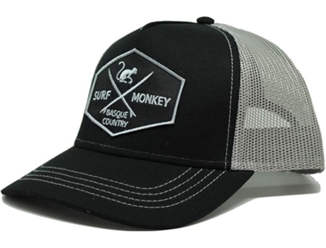 Boné Ajustável Unissexo SURF MONKEY Trucker Viseira Curva Design Painéis Patch Costurado Frontal Fecho Coroa Cinzento (Tamanho Único)