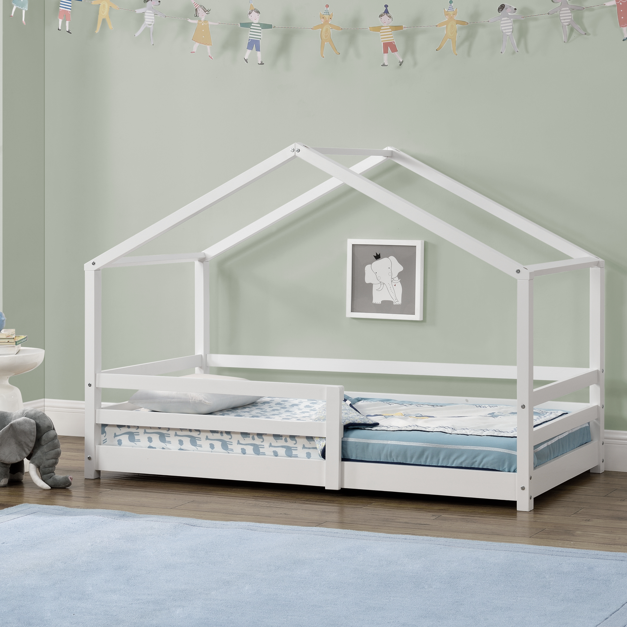 Estrutura de Cama para Crianças 80x160 cm Pinho Maciço Branco