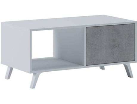 Mesa de Apoio SELECTIONHOME Branco mate - Cinzento cimento (Melamina - 91,5 x 45 x 49,6  cm)