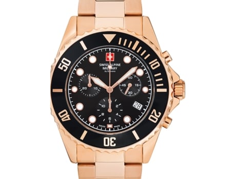 Relógio masculino em aço inoxidável ouro rosa série 7053 Chrono Sam7053.9167 SWISS ALPINE MILITARY