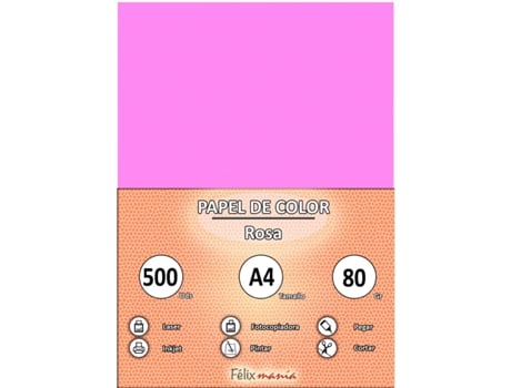 Papel 80Gr A4 Rosa 500 Folhas