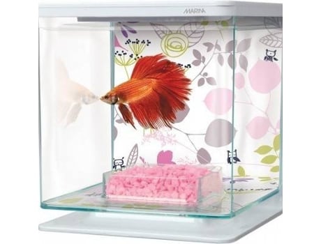 Aquário para Peixes  Kit para Bettas (Rosa - 15cm - Plástico - 2L)