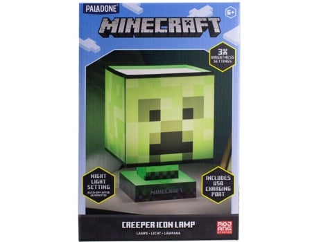 Candeeiro de Mesa com Carregador PALADONE Minecraft: Creeper Verde