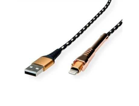 Cabo ROLINE GOLD (USB-A e Lightning - 1m - Preto)