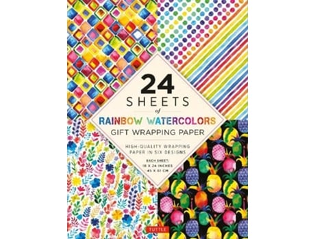 Livro rainbow watercolors gift wrapping paper - 24 sheets de edited by tuttle publishing (inglês)