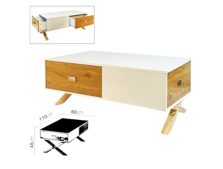 Mesa de Centro FORNOR Milo Mesa Café (110x60x45 cm - Madeira - Castanho)