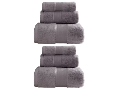 Conjunto de Toalha NEVEANCE Banho Mão Lavagem Algodão Cinzento - 6pcs (35x3535x3535x35)