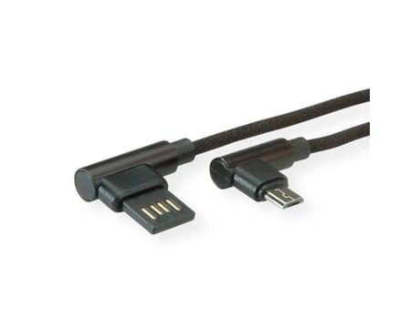 Cabo ROLINE (USB-A e Micro USB B - 0.8m - Preto)