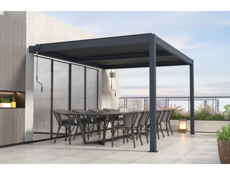 Cazeboo pérgola bioclimática de parede santa 400 x 300cm cinzento antracite