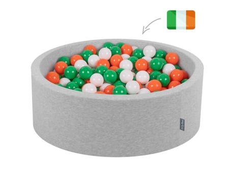 Piscina de Bolas com Bolas Coloridas 90X30Cm/300 Bolas 7Cm para Bebés Crianças Redondas Irlanda:Verde/Branco/Laranja KIDDYMOON