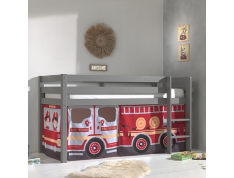 Cama com Colchão de Molas Vipack Fireman Miheight Cobertura PETITSMEUBLES Cinzento (90x200)